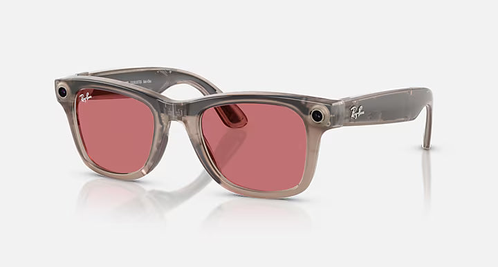 Ray-Ban Meta (Gen 1) Wayfarer Shiny Warm Stone Clear/Watermelon Red Transitions Large
