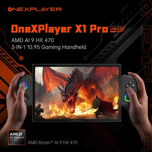 ONEXPLAYER X1 PRO AMD Ryzen™ AI 9 HX 470, 10.95'' 3-In-1 Gaming Handheld (32GB+1TB)
