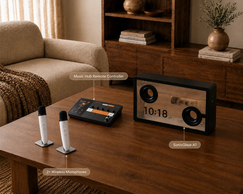 MorningBlues Lyric SonicGlass A1 Speaker Smart Karaoke Audio Bundle