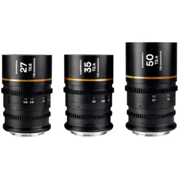 Laowa Nanomorph S35 Prime 3-Lens Bundle 27mm, 35mm, 50mm (Amber, Sony FE)