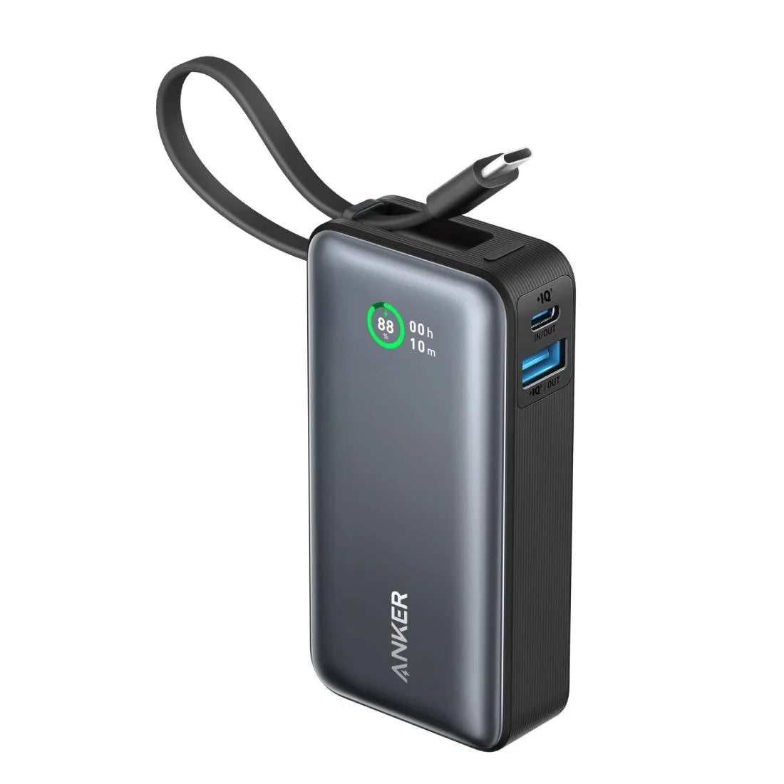 Anker Nano Power Bank (30W, Built-In USB-C Cable) Black Stone Ready Stock
