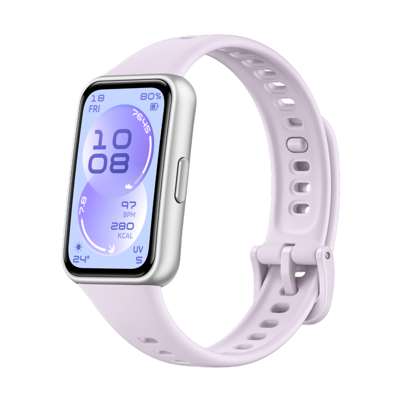 Huawei Band 11 Purple Silver Aluminum Alloy Case Purple Fluoroelastomer Strap