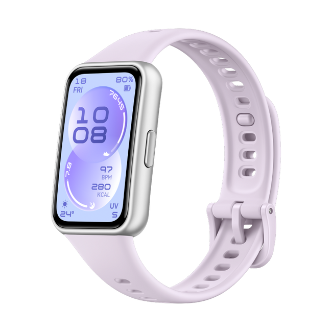 Huawei Band 11 Purple Silver Aluminum Alloy Case Purple Fluoroelastomer Strap