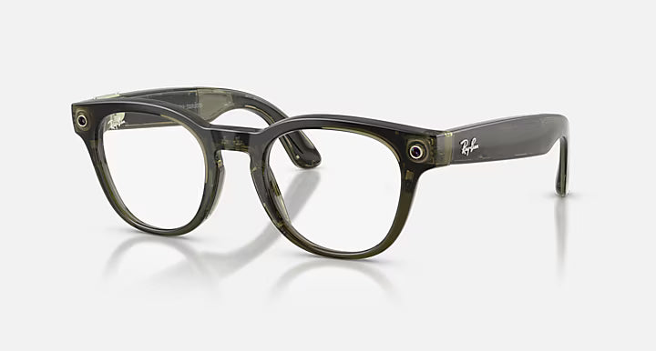 Ray-ban Meta (Gen 2) Scriber Optics Polished Transparent Dark Olive Lenses Demo Lens Standard