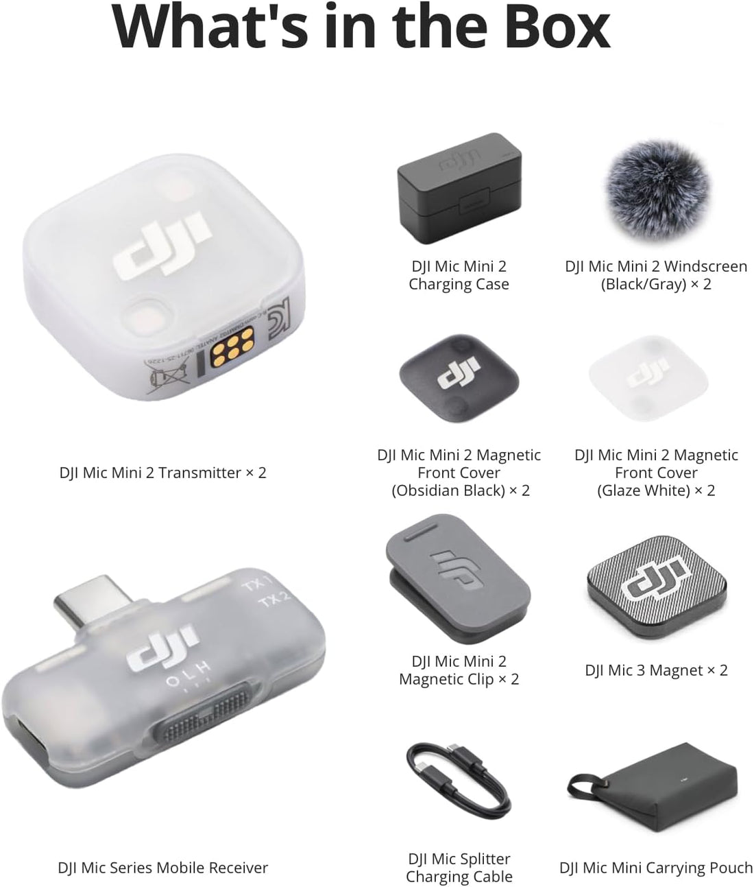DJI Mic Mini 2 (2 TX + 1 Mobile RX + Charging Case), Wireless Mic