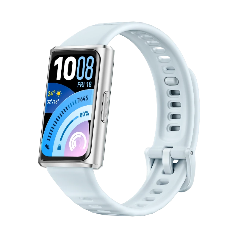 Huawei Band 11 Pro Blue Silver Aluminum Alloy Case Blue Fluoroelastomer Strap
