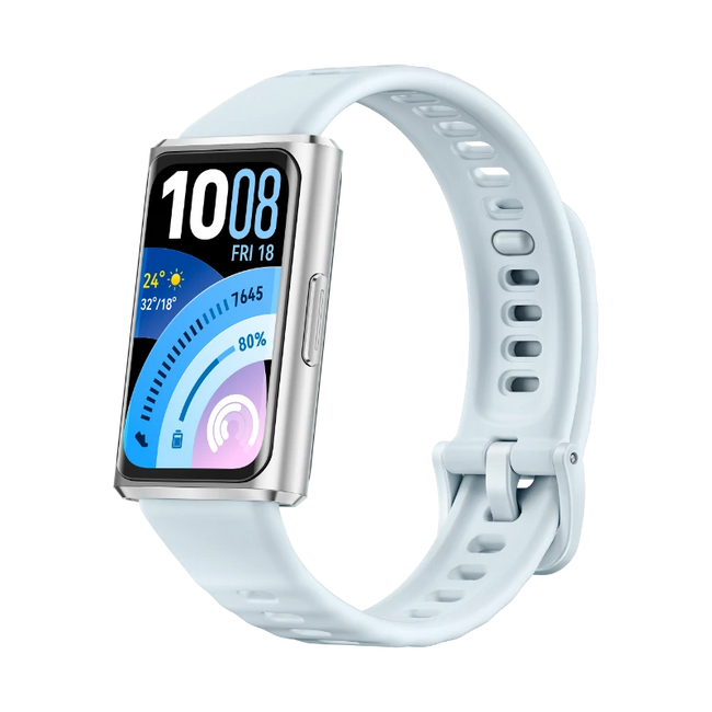 Huawei Band 11 Pro Blue Silver Aluminum Alloy Case Blue Fluoroelastomer Strap