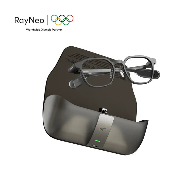 RayNeo iO AI GlassesPolar Night (Grey) / Charging Case Bundle