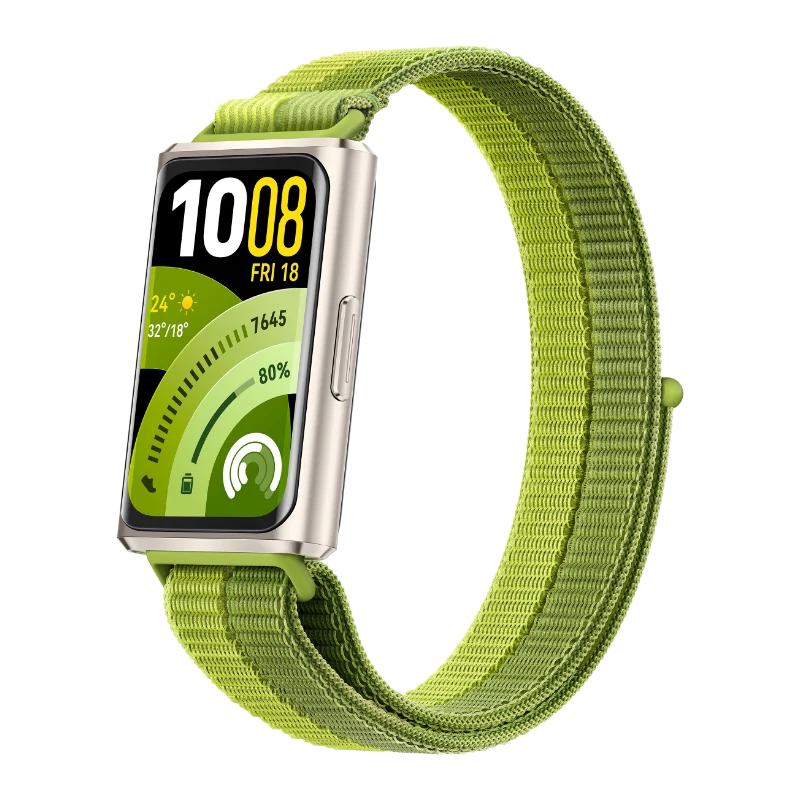 Huawei Band 11 Pro Green Titanium Aluminum Alloy Case Green Nylon Strap