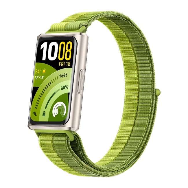 Huawei Band 11 Pro Green Titanium Aluminum Alloy Case Green Nylon Strap
